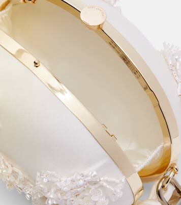 Oval Small embellished satin clutch | Self-Portrait