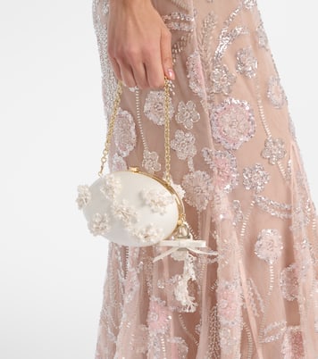 Oval Small embellished satin clutch | Self-Portrait