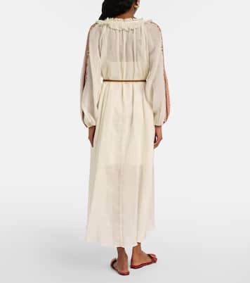 Aster刺绣苎麻纤维加长连衣裙 | Zimmermann