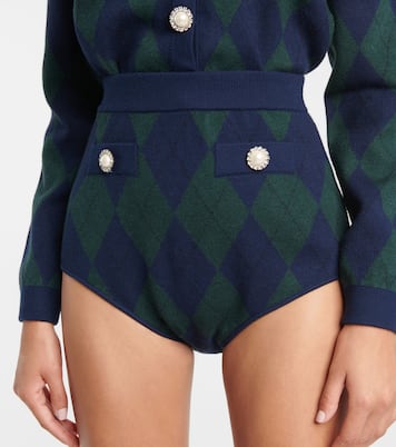 High-Rise Shorts aus Wolle | Alessandra Rich