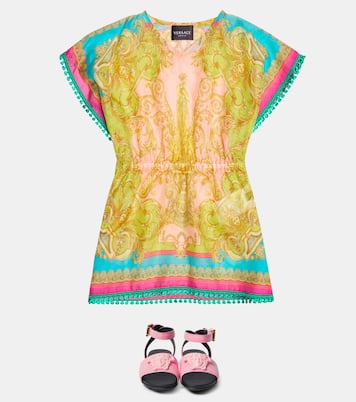 Cafetan Barocco Goddess en coton et soie | Versace Kids