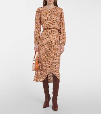 Alisha printed crêpe wrap skirt | Velvet