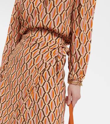 Alisha printed crêpe wrap skirt | Velvet