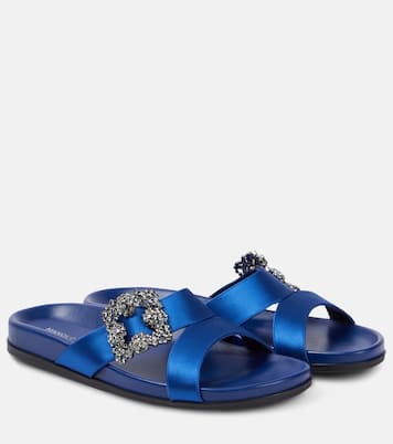 Chilanghi embellished satin sandals | Manolo Blahnik
