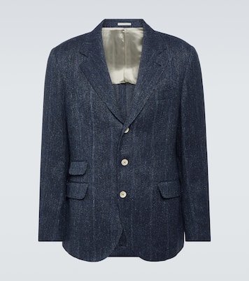 Striped linen, silk and wool blazer | Brunello Cucinelli