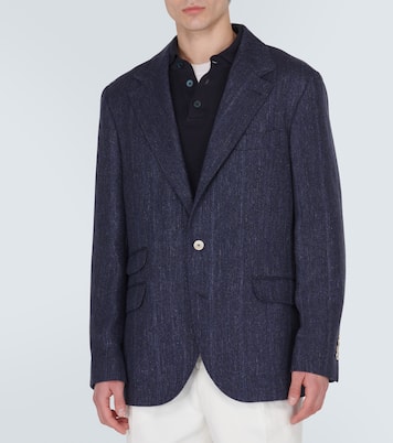 Striped linen, silk and wool blazer | Brunello Cucinelli