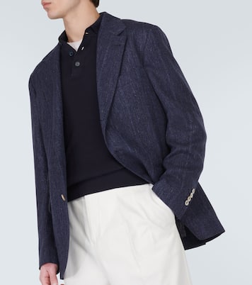 Striped linen, silk and wool blazer | Brunello Cucinelli