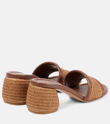 Marbella leather-trimmed raffia mules | Gianvito Rossi
