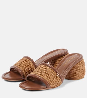 Marbella leather-trimmed raffia mules | Gianvito Rossi