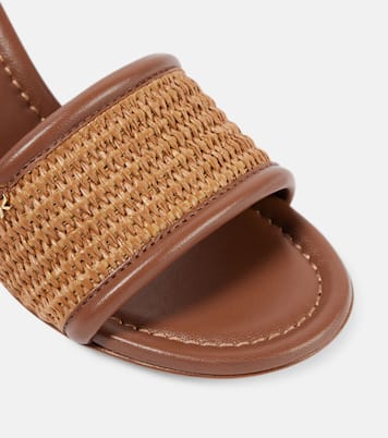 Marbella leather-trimmed raffia mules | Gianvito Rossi