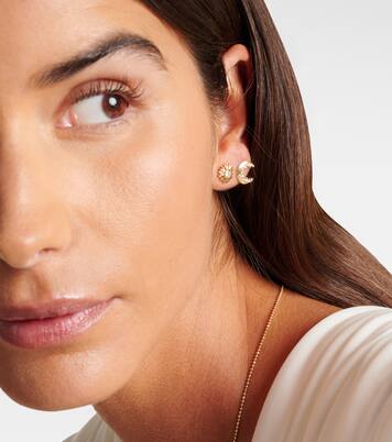 Crescent Moon 14kt gold single earring with diamonds | Sydney Evan