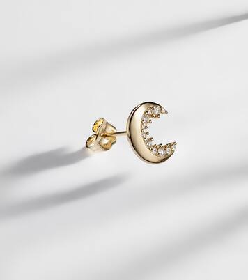 Crescent Moon 14kt gold single earring with diamonds | Sydney Evan