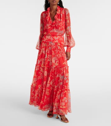 Floral tiered silk maxi skirt | Etro