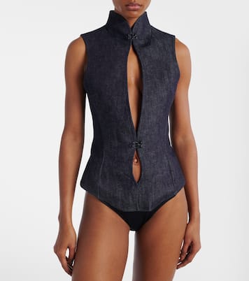 Cutout denim bodysuit | Mugler