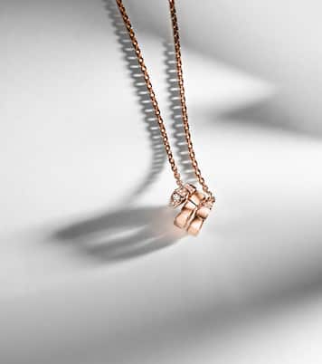 Serpenti Viper 18kt rose gold pendant necklace with diamonds | Bvlgari
