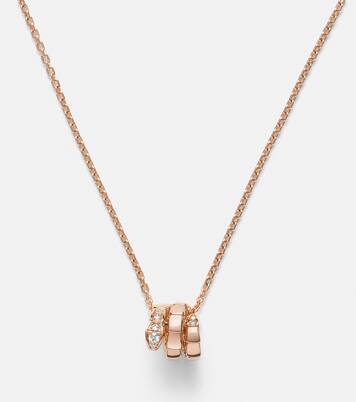 Serpenti Viper 18kt rose gold pendant necklace with diamonds | Bvlgari