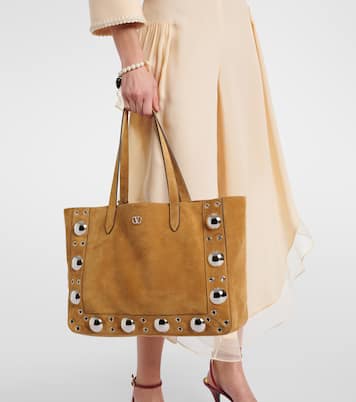 Shopper Nellcôte Medium de ante con tachuelas | Valentino Garavani