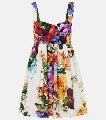 Vestido corto de algodón floral | Dolce&Gabbana