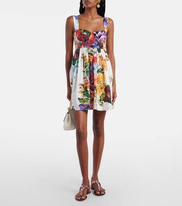 Vestido corto de algodón floral | Dolce&Gabbana