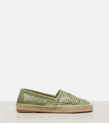 Isla leather-trimmed crochet espadrilles | Chloé