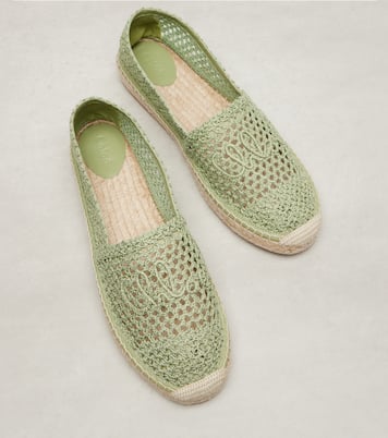 Isla leather-trimmed crochet espadrilles | Chloé