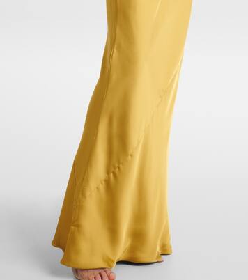 Robe longue Maria asymétrique en crêpe de satin  | Norma Kamali