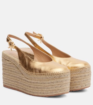 Espadrille-Wedges aus Metallic-Leder | Gianvito Rossi