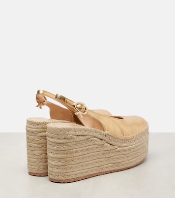 Espadrille-Wedges aus Metallic-Leder | Gianvito Rossi
