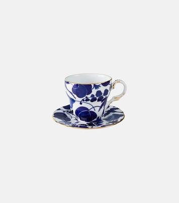 Mama Wildbird Blu porcelain teacup and saucer set | La DoubleJ