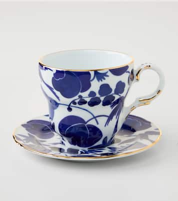 Mama Wildbird Blu porcelain teacup and saucer set | La DoubleJ