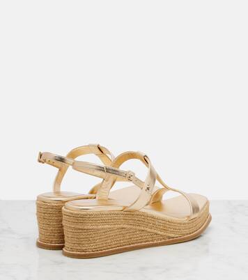 Theia 60 metallic leather espadrille wedges | Jimmy Choo