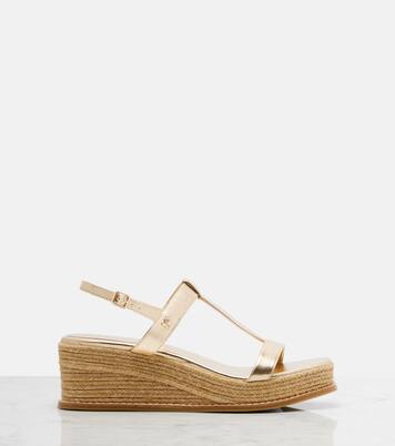 Theia 60 metallic leather espadrille wedges | Jimmy Choo