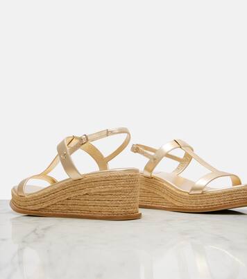 Theia 60 metallic leather espadrille wedges | Jimmy Choo