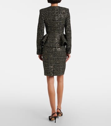 Tomomi sequined peplum tweed jacket | Safiyaa