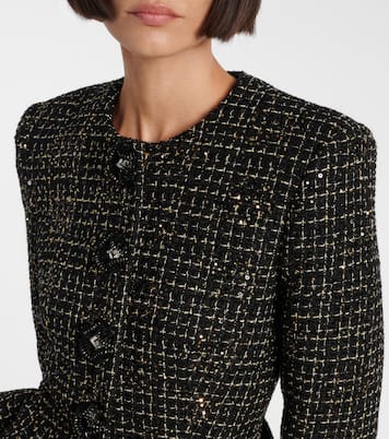 Tomomi sequined peplum tweed jacket | Safiyaa