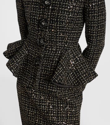 Tomomi sequined peplum tweed jacket | Safiyaa
