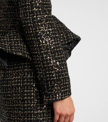Tomomi sequined peplum tweed jacket | Safiyaa