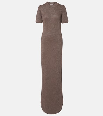Vestido largo acanalado en mezcla de cachemir | Brunello Cucinelli