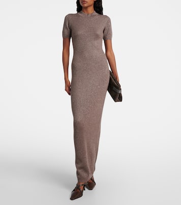 Vestido largo acanalado en mezcla de cachemir | Brunello Cucinelli