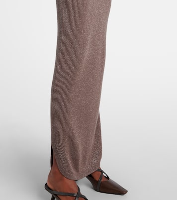 Vestido largo acanalado en mezcla de cachemir | Brunello Cucinelli