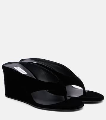 Velvet wedge thong sandals | Alaïa
