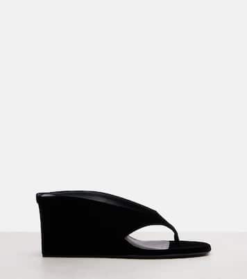 Velvet wedge thong sandals | Alaïa