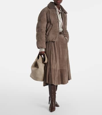 Suede down jacket | Brunello Cucinelli
