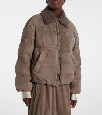 Suede down jacket | Brunello Cucinelli
