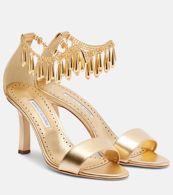 Verzierte Sandalen Nicusan 90 aus Metallic-Leder | Manolo Blahnik