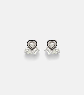 Boucles d'oreilles Cluster Heart en or blanc 18 ct et diamants | Kamyen