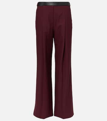 Leather-trimmed wool wide-leg pants | Loewe