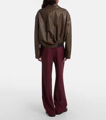 Leather-trimmed wool wide-leg pants | Loewe