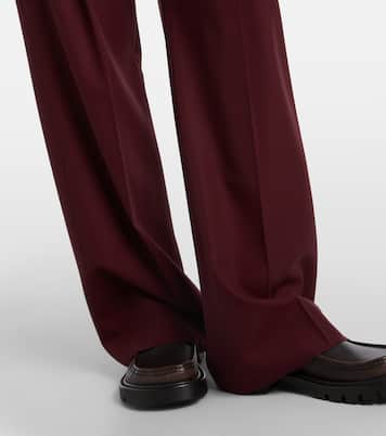 Leather-trimmed wool wide-leg pants | Loewe