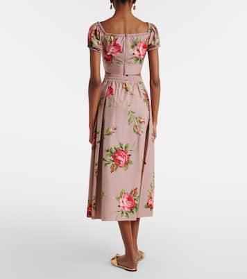 Gonna midi in cotone con stampa floreale | Dolce&Gabbana